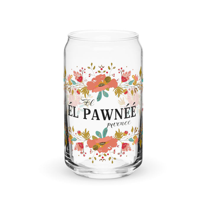 El Pawnee Exclusive Art Piece Can-Shaped Glass Home Office Work Mexican Spanish Pride Gift Cup One-Of-A-Kind Calligraphy Glass | E7