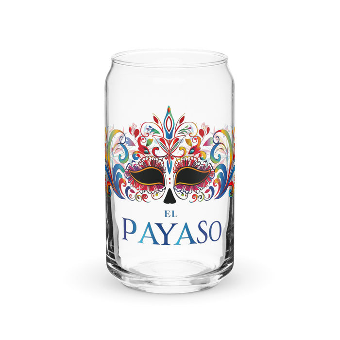 El Payaso Exclusive Art Piece Can-Shaped Glass Home Office Work Mexican Spanish Pride Gift Cup One-Of-A-Kind Calligraphy Glass | E8