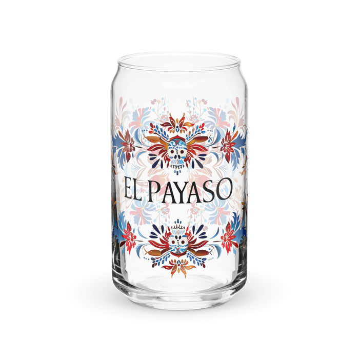 El Payaso Exclusive Art Piece Can-Shaped Glass Home Office Work Mexican Spanish Pride Gift Cup One-Of-A-Kind Calligraphy Glass | E13