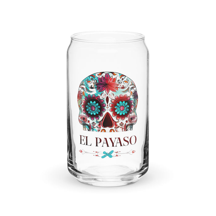 El Payaso Exclusive Art Piece Can-Shaped Glass Home Office Work Mexican Spanish Pride Gift Cup One-Of-A-Kind Calligraphy Glass | E15