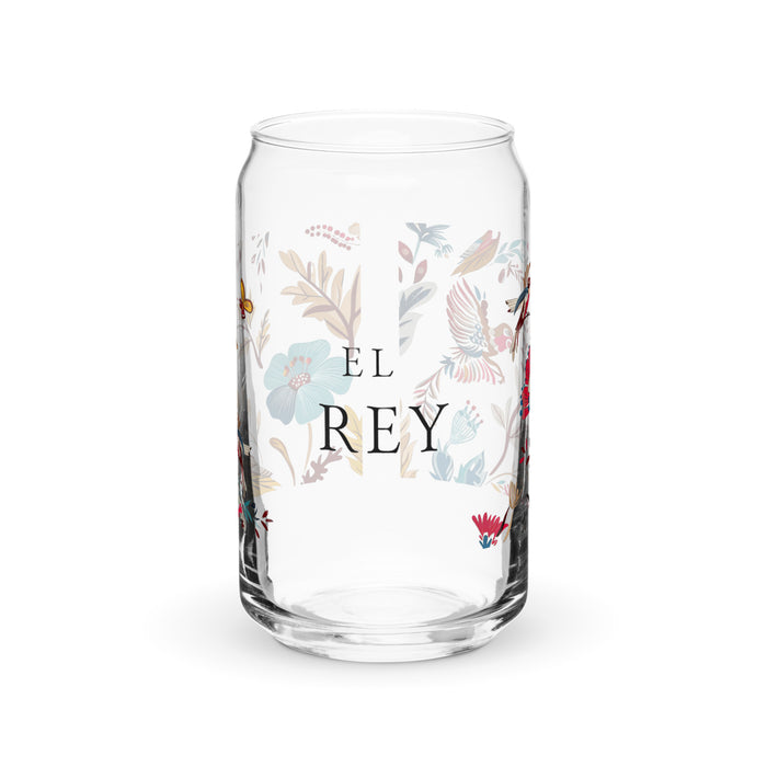 El Rey Exclusive Art Piece Can-Shaped Glass Home Office Work Mexican Spanish Pride Gift Cup One-Of-A-Kind Calligraphy Glass | E1