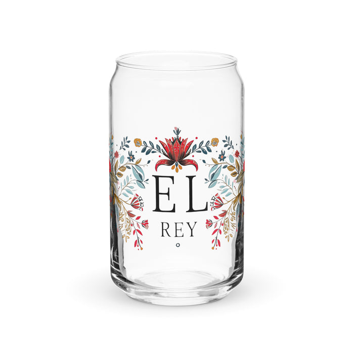 El Rey Exclusive Art Piece Can-Shaped Glass Home Office Work Mexican Spanish Pride Gift Cup One-Of-A-Kind Calligraphy Glass | E3