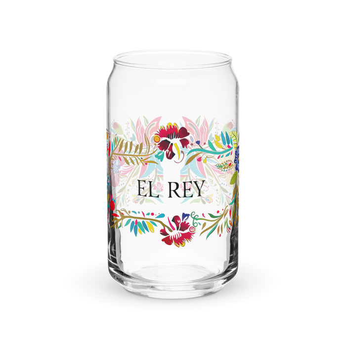 El Rey Exclusive Art Piece Can-Shaped Glass Home Office Work Mexican Spanish Pride Gift Cup One-Of-A-Kind Calligraphy Glass | E10