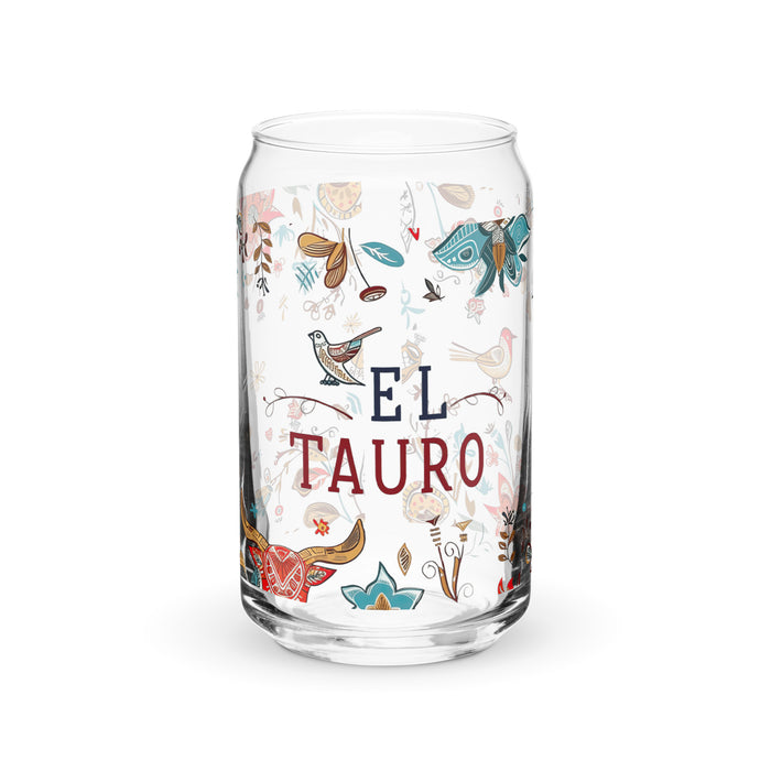 El Tauro Exclusive Art Piece Can-Shaped Glass Home Office Work Mexican Spanish Pride Gift Cup One-Of-A-Kind Calligraphy Glass | E1