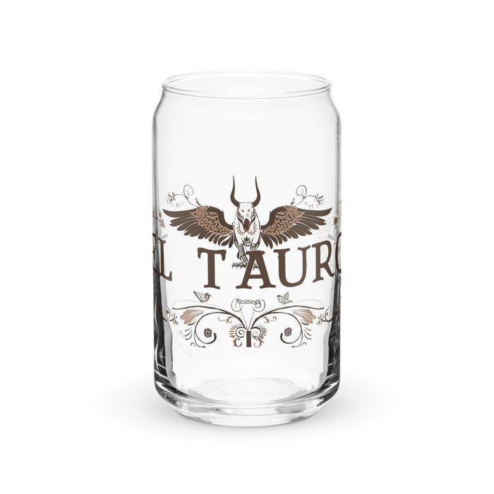 El Tauro Exclusive Art Piece Can-Shaped Glass Home Office Work Mexican Spanish Pride Gift Cup One-Of-A-Kind Calligraphy Glass | E4