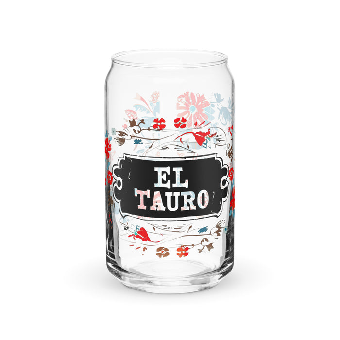 El Tauro Exclusive Art Piece Can-Shaped Glass Home Office Work Mexican Spanish Pride Gift Cup One-Of-A-Kind Calligraphy Glass | E6