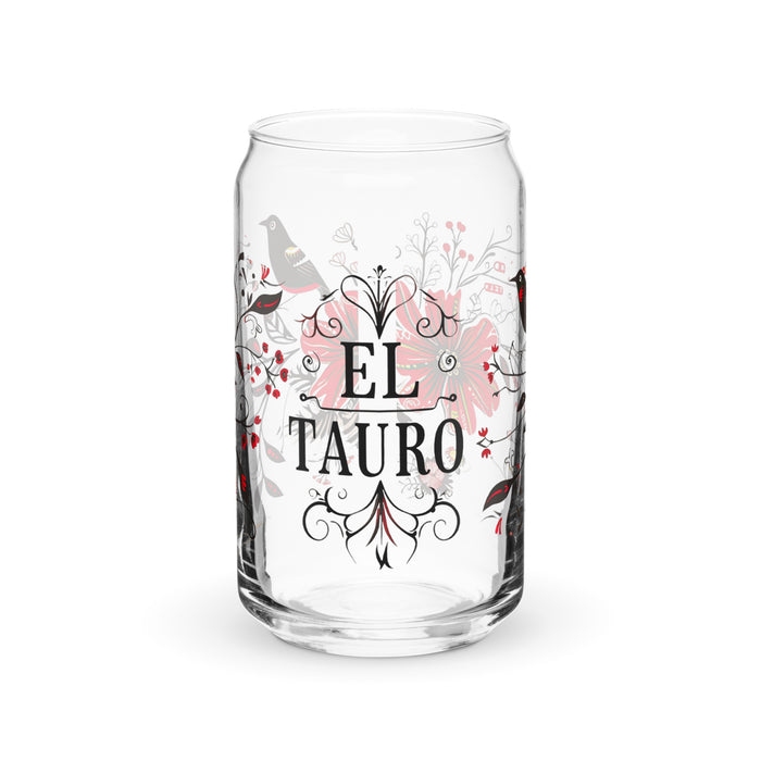 El Tauro Exclusive Art Piece Can-Shaped Glass Home Office Work Mexican Spanish Pride Gift Cup One-Of-A-Kind Calligraphy Glass | E9