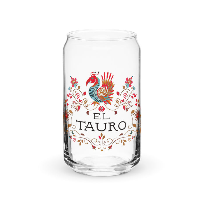 El Tauro Exclusive Art Piece Can-Shaped Glass Home Office Work Mexican Spanish Pride Gift Cup One-Of-A-Kind Calligraphy Glass | E10