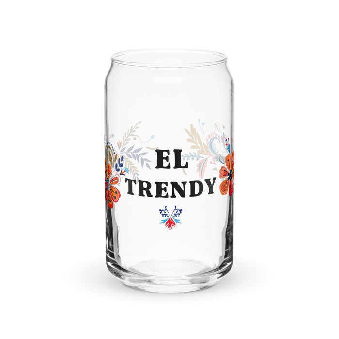 El Trendy Exclusive Art Piece Can-Shaped Glass Home Office Work Mexican Spanish Pride Gift Cup One-Of-A-Kind Calligraphy Glass | E9