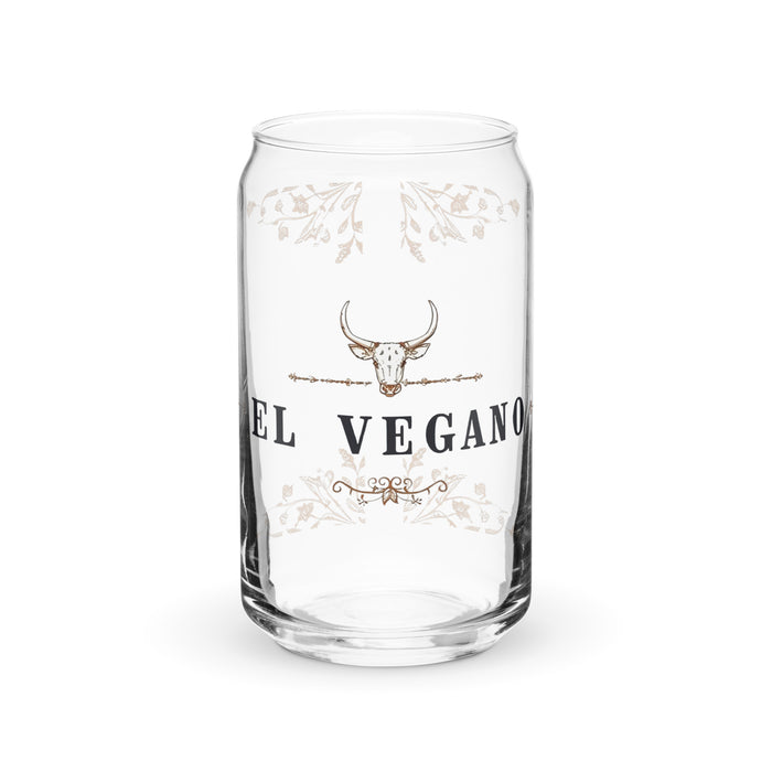 El Vegano Exclusive Art Piece Can-Shaped Glass Home Office Work Mexican Spanish Pride Gift Cup One-Of-A-Kind Calligraphy Glass | E3