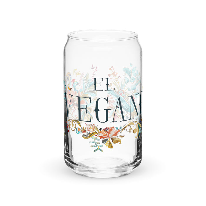 El Vegano Exclusive Art Piece Can-Shaped Glass Home Office Work Mexican Spanish Pride Gift Cup One-Of-A-Kind Calligraphy Glass | E6