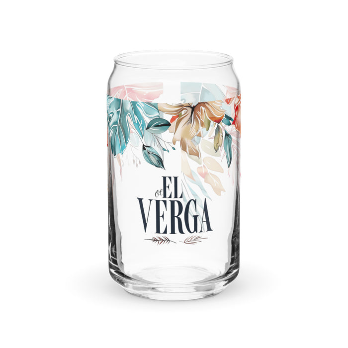 El Verga Exclusive Art Piece Can-Shaped Glass Home Office Work Mexican Spanish Pride Gift Cup One-Of-A-Kind Calligraphy Glass | E12