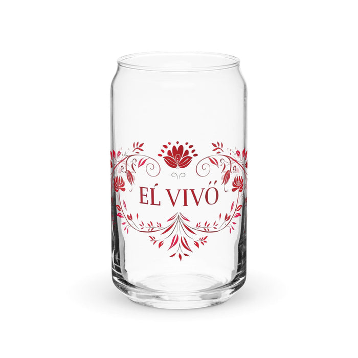 El Vivo Exclusive Art Piece Can-Shaped Glass Home Office Work Mexican Spanish Pride Gift Cup One-Of-A-Kind Calligraphy Glass | E1