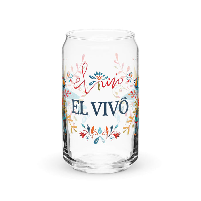 El Vivo Exclusive Art Piece Can-Shaped Glass Home Office Work Mexican Spanish Pride Gift Cup One-Of-A-Kind Calligraphy Glass | E8