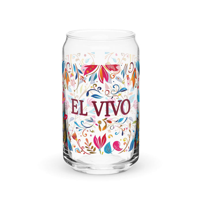 El Vivo Exclusive Art Piece Can-Shaped Glass Home Office Work Mexican Spanish Pride Gift Cup One-Of-A-Kind Calligraphy Glass | E10