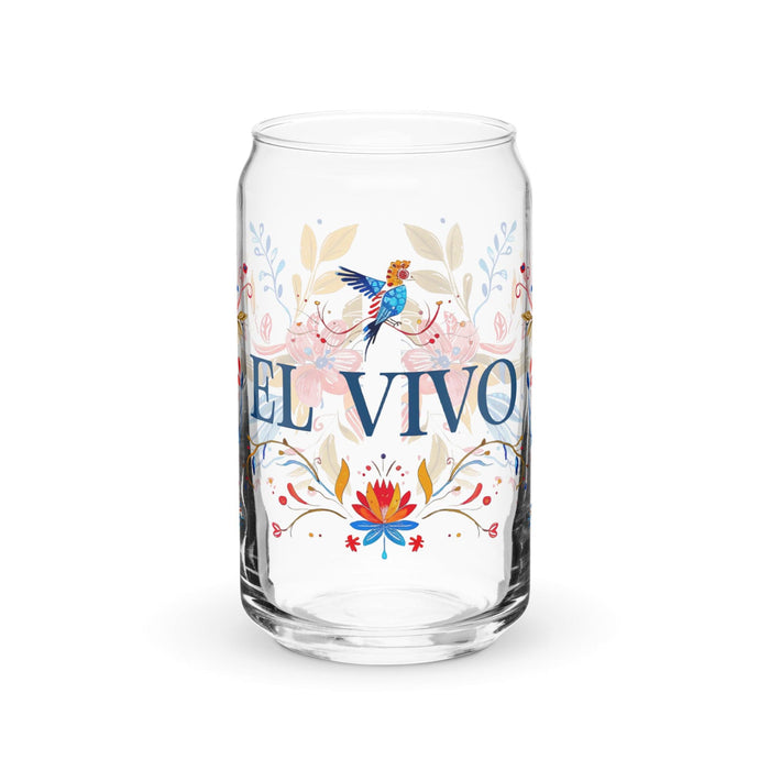 El Vivo Exclusive Art Piece Can-Shaped Glass Home Office Work Mexican Spanish Pride Gift Cup One-Of-A-Kind Calligraphy Glass | E12