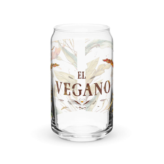 El Vegano Exclusive Art Piece Can-Shaped Glass Home Office Work Mexican Spanish Pride Gift Cup One-Of-A-Kind Calligraphy Glass | E4