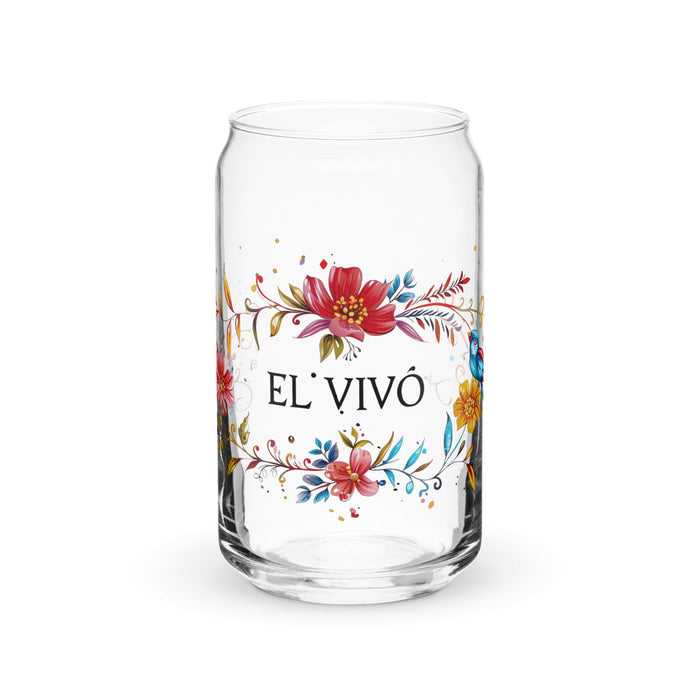 El Vivo Exclusive Art Piece Can-Shaped Glass Home Office Work Mexican Spanish Pride Gift Cup One-Of-A-Kind Calligraphy Glass | E16