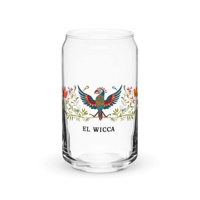 El Wicca Exclusive Art Piece Can-Shaped Glass Home Office Work Mexican Spanish Pride Gift Cup One-Of-A-Kind Calligraphy Glass | E7