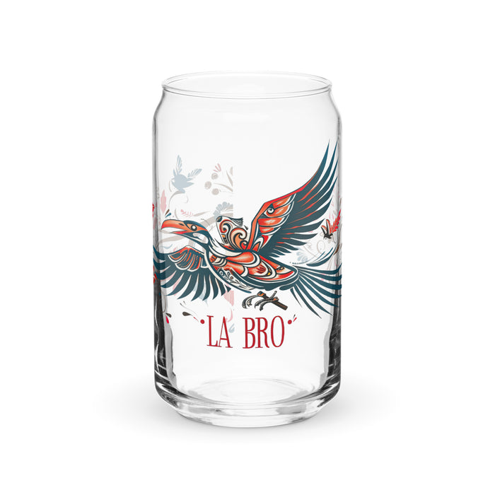 La Bro Exclusive Art Piece Can-Shaped Glass Home Office Work Mexican Spanish Pride Gift Cup One-Of-A-Kind Calligraphy Glass | L2