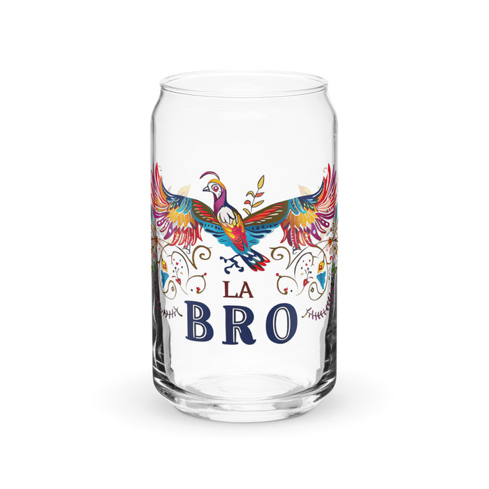 La Bro Exclusive Art Piece Can-Shaped Glass Home Office Work Mexican Spanish Pride Gift Cup One-Of-A-Kind Calligraphy Glass | L3