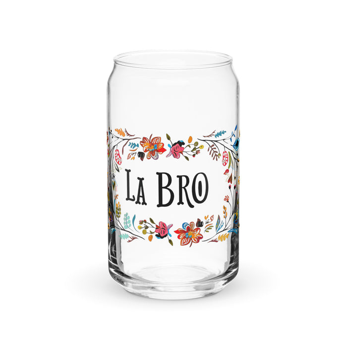 La Bro Exclusive Art Piece Can-Shaped Glass Home Office Work Mexican Spanish Pride Gift Cup One-Of-A-Kind Calligraphy Glass | L4