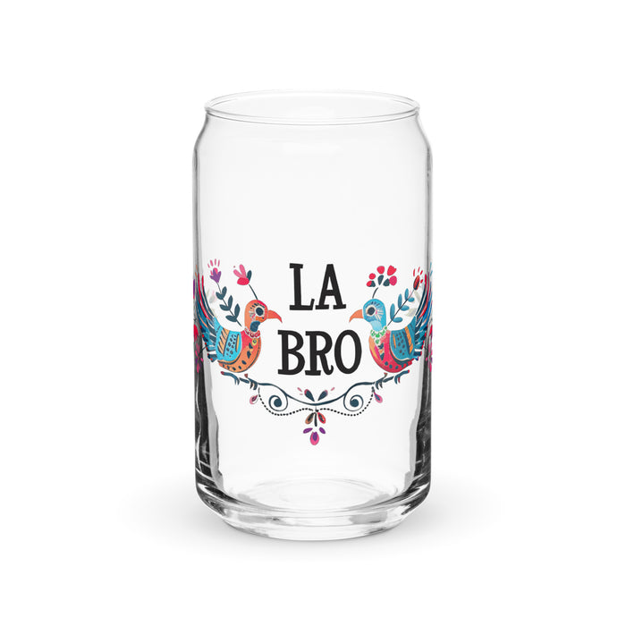 La Bro Exclusive Art Piece Can-Shaped Glass Home Office Work Mexican Spanish Pride Gift Cup One-Of-A-Kind Calligraphy Glass | L5