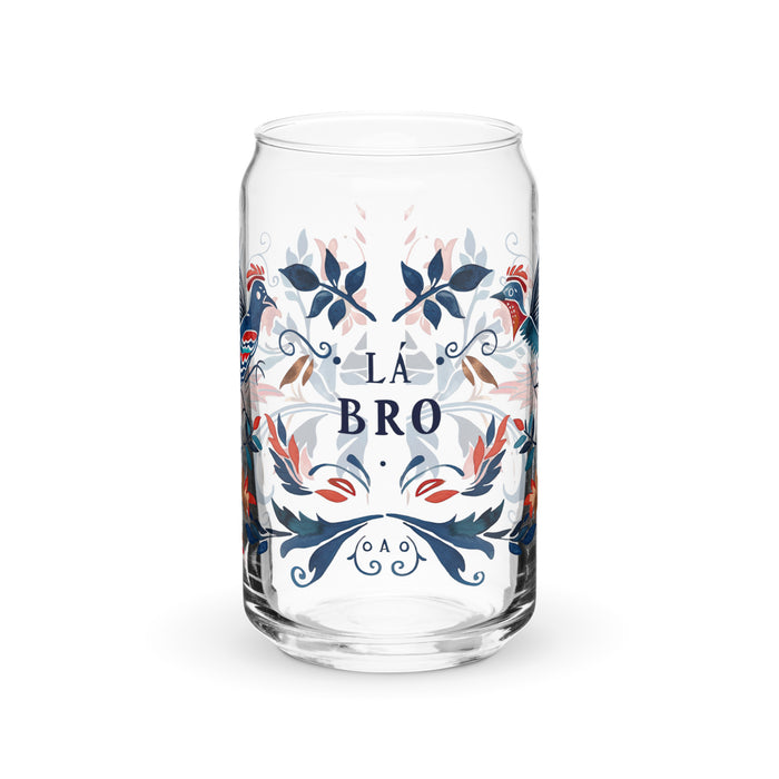 La Bro Exclusive Art Piece Can-Shaped Glass Home Office Work Mexican Spanish Pride Gift Cup One-Of-A-Kind Calligraphy Glass | L6