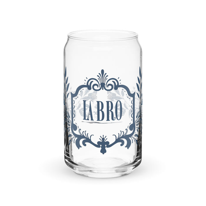 La Bro Exclusive Art Piece Can-Shaped Glass Home Office Work Mexican Spanish Pride Gift Cup One-Of-A-Kind Calligraphy Glass | L7