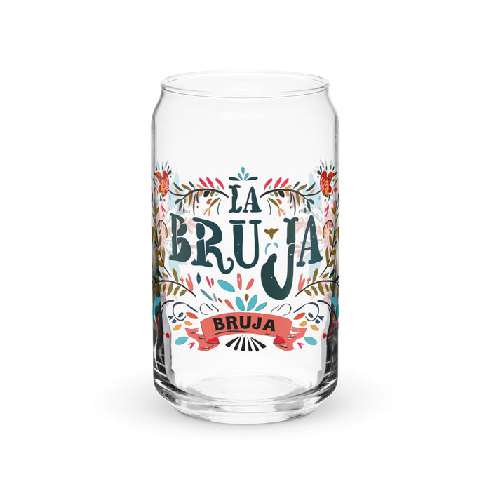 La Bruja Exclusive Art Piece Can-Shaped Glass Home Office Work Mexican Spanish Pride Gift Cup One-Of-A-Kind Calligraphy Glass | L2