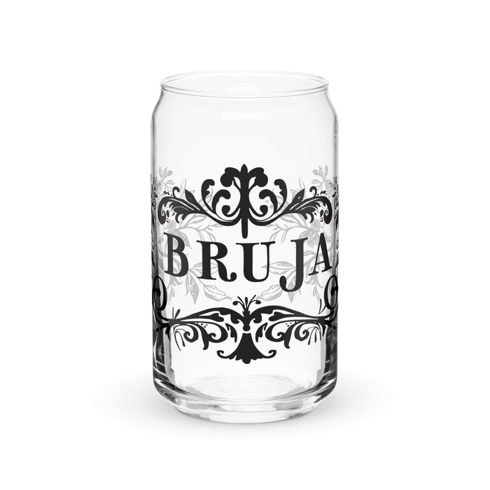 La Bruja Exclusive Art Piece Can-Shaped Glass Home Office Work Mexican Spanish Pride Gift Cup One-Of-A-Kind Calligraphy Glass | L10