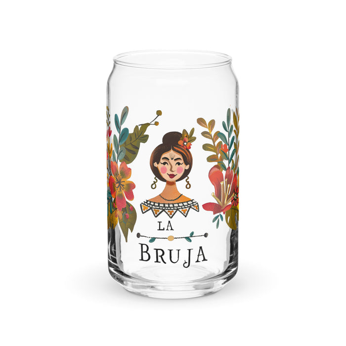 La Bruja Exclusive Art Piece Can-Shaped Glass Home Office Work Mexican Spanish Pride Gift Cup One-Of-A-Kind Calligraphy Glass | L12