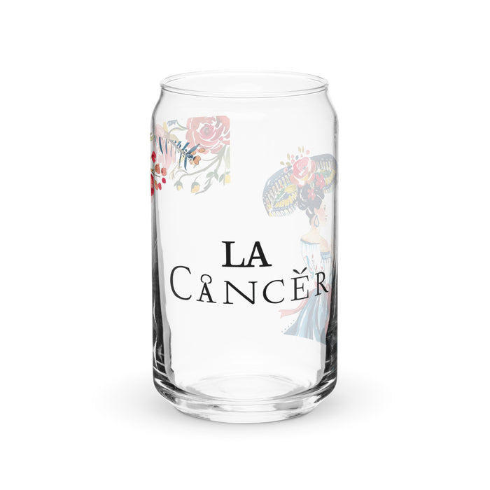 La Cáncer Exclusive Art Piece Can-Shaped Glass Home Office Work Mexican Spanish Pride Gift Cup One-Of-A-Kind Calligraphy Glass | L4