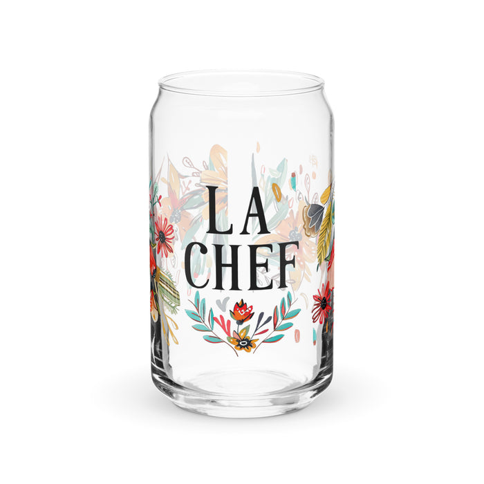 La Chef Exclusive Art Piece Can-Shaped Glass Home Office Work Mexican Spanish Pride Gift Cup One-Of-A-Kind Calligraphy Glass | L8