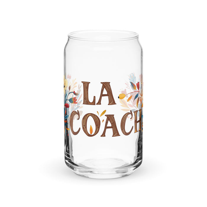 La Coach Exclusive Art Piece Can-Shaped Glass Home Office Work Mexican Spanish Pride Gift Cup One-Of-A-Kind Calligraphy Glass | L1