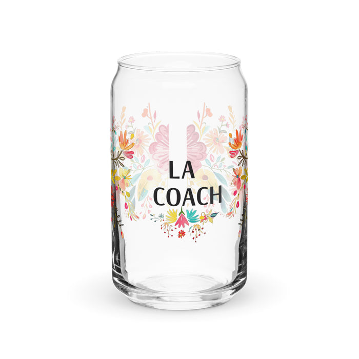 La Coach Exclusive Art Piece Can-Shaped Glass Home Office Work Mexican Spanish Pride Gift Cup One-Of-A-Kind Calligraphy Glass | L2