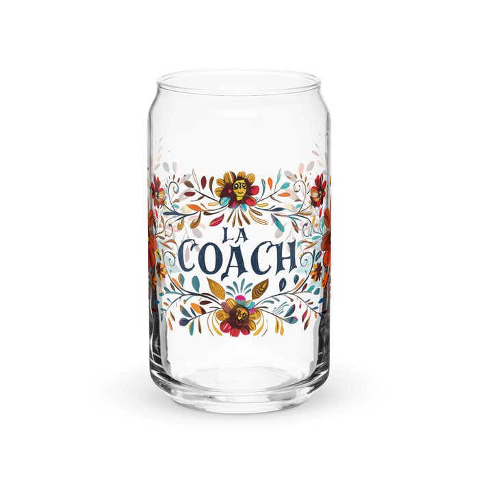 La Coach Exclusive Art Piece Can-Shaped Glass Home Office Work Mexican Spanish Pride Gift Cup One-Of-A-Kind Calligraphy Glass | L6