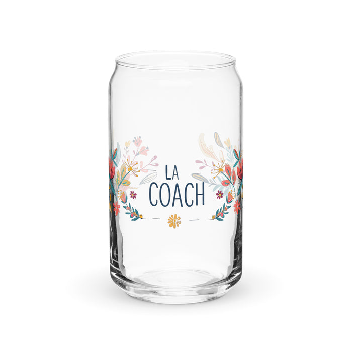 La Coach Exclusive Art Piece Can-Shaped Glass Home Office Work Mexican Spanish Pride Gift Cup One-Of-A-Kind Calligraphy Glass | L8