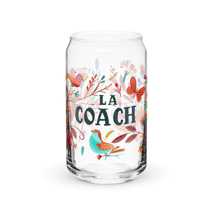 La Coach Exclusive Art Piece Can-Shaped Glass Home Office Work Mexican Spanish Pride Gift Cup One-Of-A-Kind Calligraphy Glass | L9