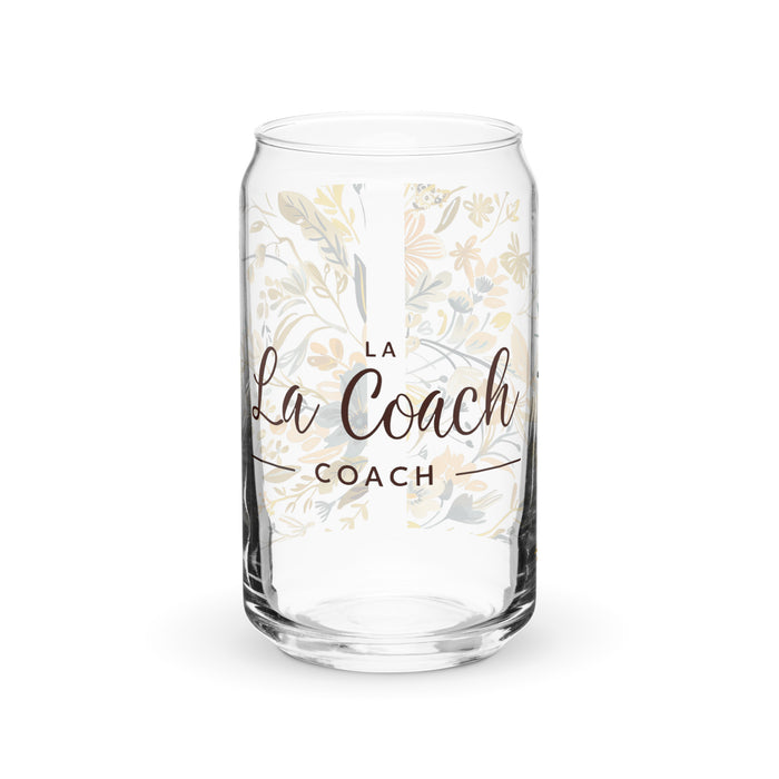 La Coach Exclusive Art Piece Can-Shaped Glass Home Office Work Mexican Spanish Pride Gift Cup One-Of-A-Kind Calligraphy Glass | L10