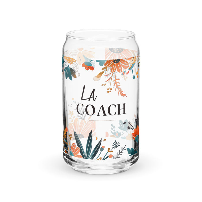 La Coach Exclusive Art Piece Can-Shaped Glass Home Office Work Mexican Spanish Pride Gift Cup One-Of-A-Kind Calligraphy Glass | L12