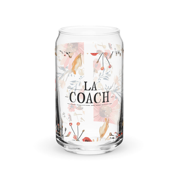 La Coach Exclusive Art Piece Can-Shaped Glass Home Office Work Mexican Spanish Pride Gift Cup One-Of-A-Kind Calligraphy Glass | L13