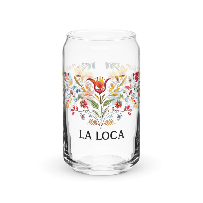 La Loca Exclusive Art Piece Can-Shaped Glass Home Office Work Mexican Spanish Pride Gift Cup One-Of-A-Kind Calligraphy Glass | L4