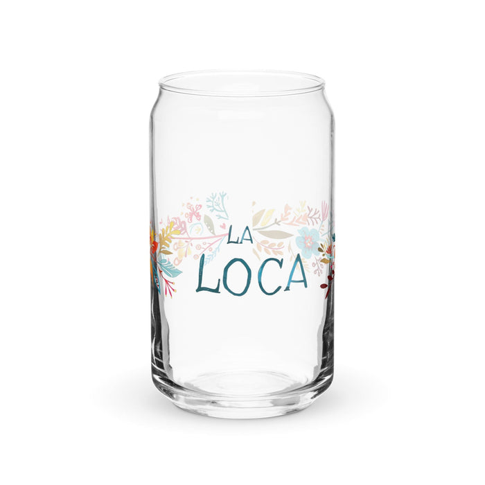 Pieza de arte exclusiva de La Loca, vaso de vidrio con forma de lata para el hogar, la oficina, el trabajo, el orgullo mexicano y español, vaso de vidrio con caligrafía única en su tipo | L10