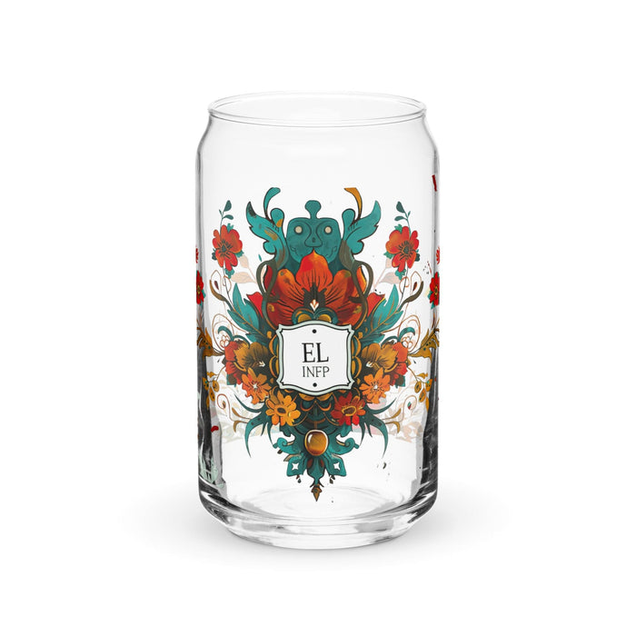 Pieza de arte exclusiva de El Infp, taza de regalo de orgullo mexicano español, vaso de vidrio con forma de lata, trabajo en casa, oficina, caligrafía única en su tipo | E6