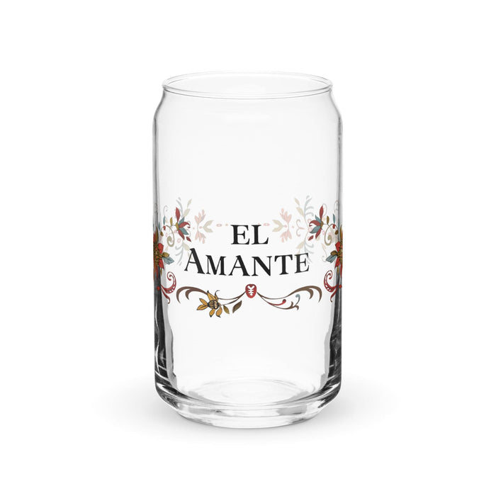 El Amante Exclusive Art Piece Can-Shaped Glass Home Office Work Mexican Spanish Pride Gift Cup One-Of-A-Kind Calligraphy Glass | E3