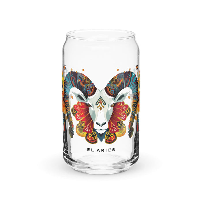 El Aries Exclusive Art Piece Can-Shaped Glass Home Office Work Mexican Spanish Pride Gift Cup One-Of-A-Kind Calligraphy Glass | E3