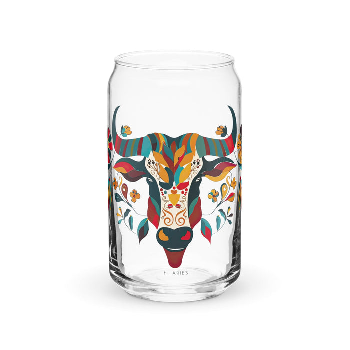 El Aries Pièce d'art exclusive en verre en forme de canette Bureau à domicile Travail Tasse cadeau de fierté espagnole mexicaine Verre de calligraphie unique en son genre | E4