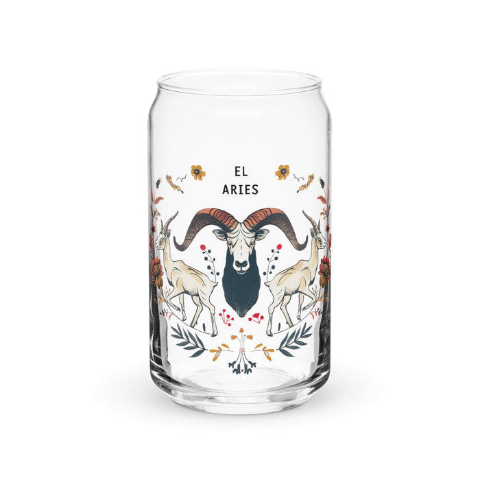 Pieza de arte exclusiva de El Aries, vaso de vidrio con forma de lata para el hogar, la oficina, el trabajo, el orgullo mexicano, el regalo, vaso de vidrio con caligrafía única en su tipo | E8