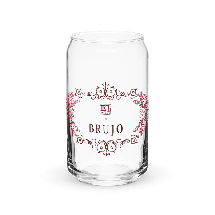 El Brujo Exclusive Art Piece Can-Shaped Glass Home Office Work Mexican Spanish Pride Gift Cup One-Of-A-Kind Calligraphy Glass | E16